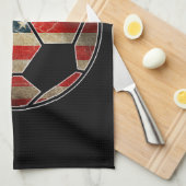 Linge De Cuisine Drapeau américain sur balle de football - Drapeau  (Quart Plié)