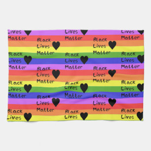 Linge De Cuisine Drapeau arc-en-ciel Texte LGBTQ de Black Lives Mat
