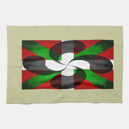Linge De Cuisine Drapeau basque et croix (Horizontal)