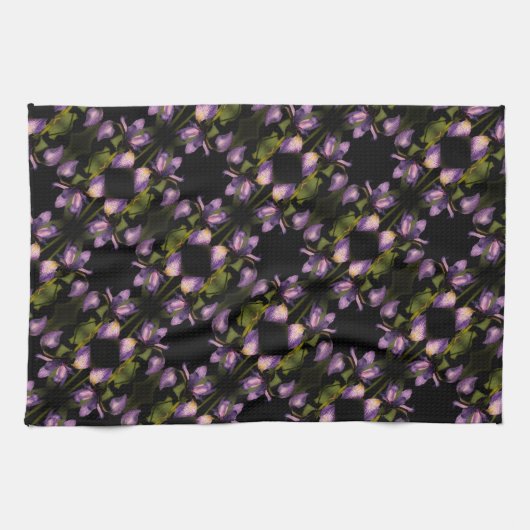 Linge De Cuisine Drapeau bleu Iris Fleur Motif Abstrait (Horizontal)