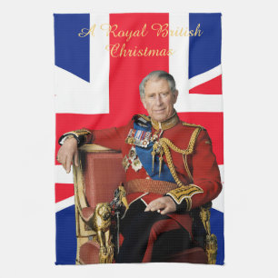 Linge De Cuisine Drapeau britannique King Charles III Salutation de
