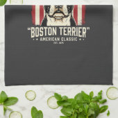 Linge De Cuisine Drapeau Classique Américain Boston Terrier (Plié)