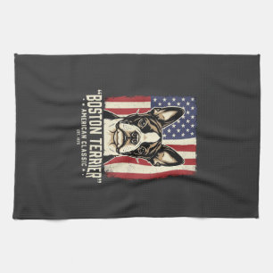 Linge De Cuisine Drapeau Classique Américain Boston Terrier