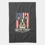 Linge De Cuisine Drapeau Classique Américain Boston Terrier (Vertical)