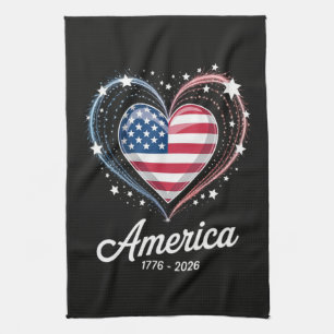 Linge De Cuisine Drapeau Cœur 1776 2026 4 juillet 250e anniversaire