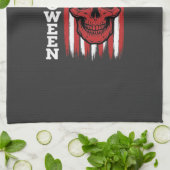 Linge De Cuisine Drapeau crâne Halloween Vector Design_1 (Plié)