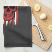 Linge De Cuisine Drapeau crâne Halloween Vector Design_1 (Quart Plié)