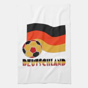 Linge De Cuisine Drapeau d'Allemagne et ballon de football gris bor