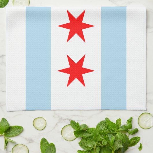 Linge De Cuisine Drapeau de Chicago, Illinois Kitchen Towel (Plié)