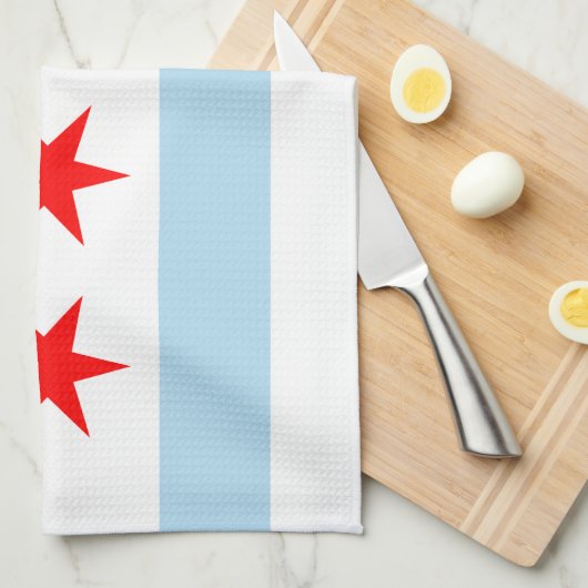 Linge De Cuisine Drapeau de Chicago, Illinois Kitchen Towel (Quart Plié)