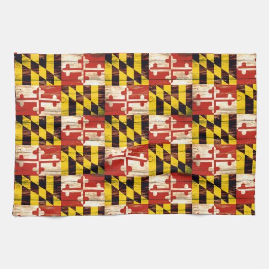 Linge De Cuisine Drapeau de cuisine Wood Maryland (Horizontal)