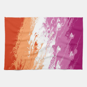 Linge De Cuisine Drapeau de fierté lesbienne abstrait trippy ondoya