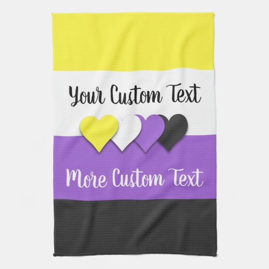 Linge De Cuisine Drapeau de fierté non-binaire avec les coeurs (Vertical)