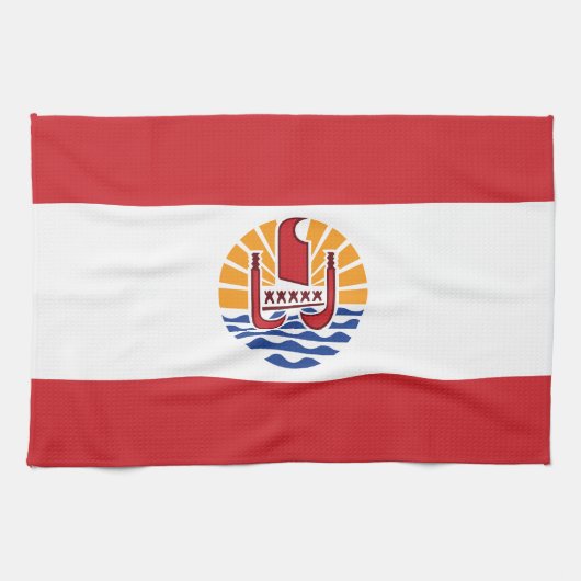 Linge De Cuisine Drapeau de la Polynésie française (Horizontal)
