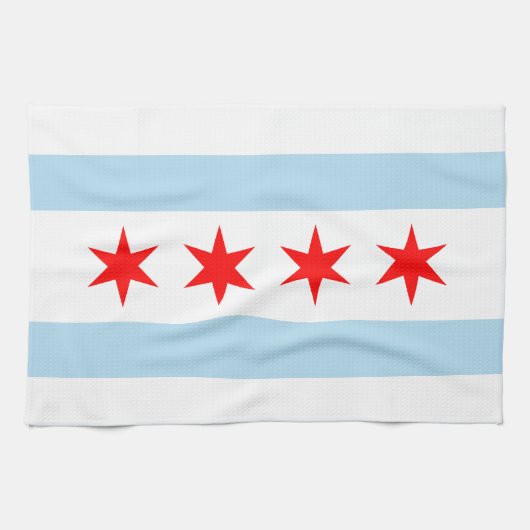Linge De Cuisine Drapeau de la ville de Chicago Illinois (Horizontal)