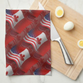 Linge De Cuisine Drapeau de ondulation Canadien-Américain (Quart Plié)