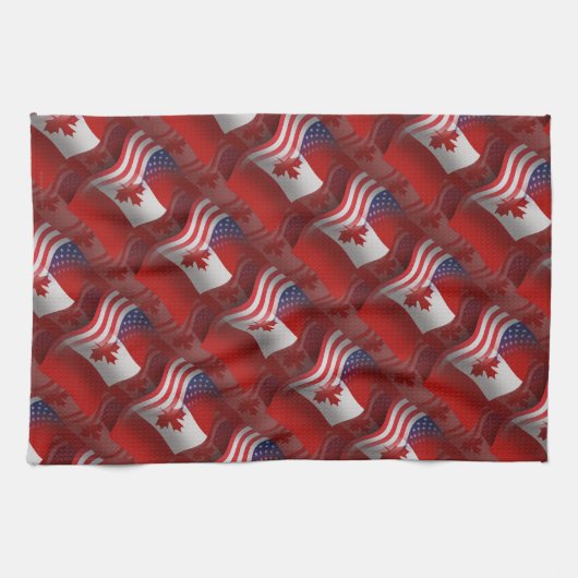 Linge De Cuisine Drapeau de ondulation Canadien-Américain (Horizontal)