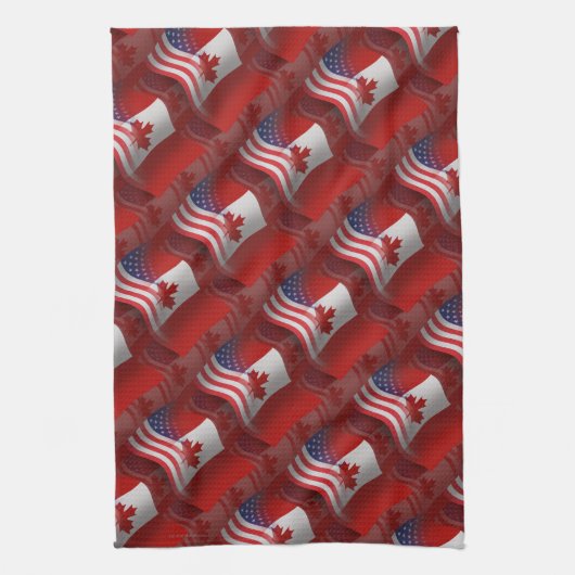 Linge De Cuisine Drapeau de ondulation Canadien-Américain (Vertical)