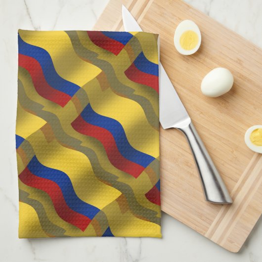 Linge De Cuisine Drapeau de ondulation de la Colombie (Quart Plié)
