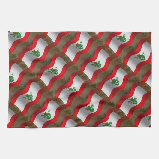 Linge De Cuisine Drapeau de ondulation du Liban (Horizontal)