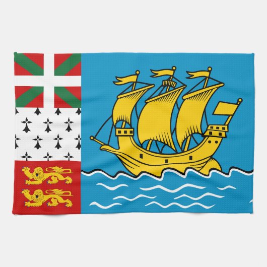 Linge De Cuisine Drapeau de Saint-Pierre-et-Miquelon (Horizontal)