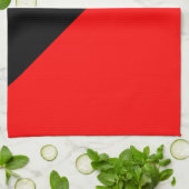 Linge De Cuisine Drapeau diagonal noir et rouge (Plié)