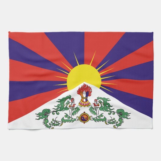 Linge De Cuisine Drapeau du Tibet - Drapeau du lion des neiges (Horizontal)
