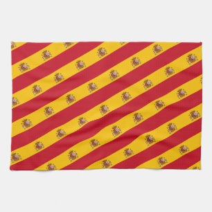 Linge De Cuisine Drapeau espagnol à coeur rouge - Amateurs de cuis