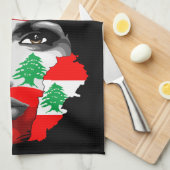 Linge De Cuisine Drapeau et carte du Liban sur le visage de la fill (Quart Plié)