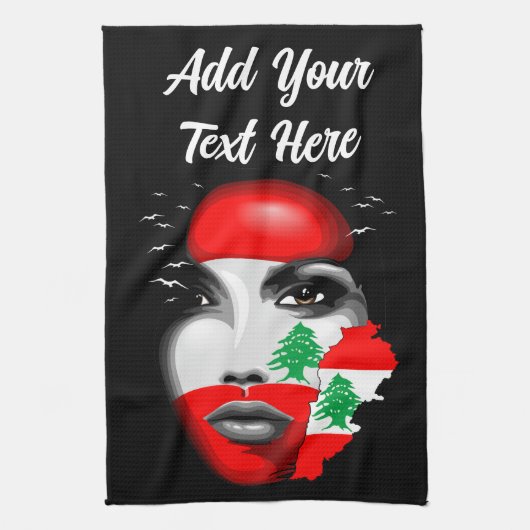 Linge De Cuisine Drapeau et carte du Liban sur le visage de la fill (Vertical)