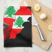 Linge De Cuisine Drapeau et carte du Liban sur le visage de la fill (Quart Plié)