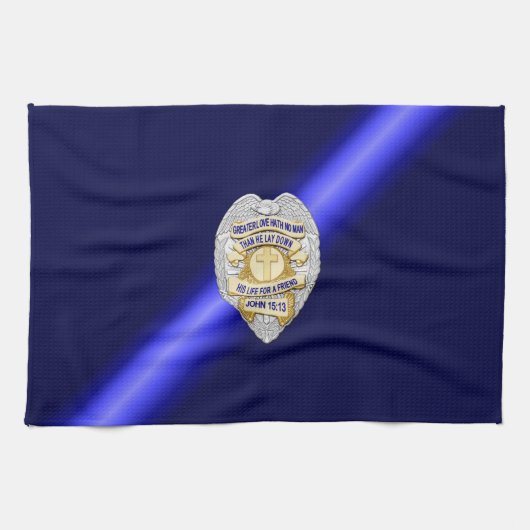 Linge De Cuisine Drapeau et insigne de la Ligne Bleue Mince (Horizontal)