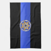 Linge De Cuisine Drapeau et insigne de la Ligne Bleue Mince (Vertical)