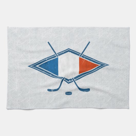 Linge De Cuisine Drapeau français de hockey sur glace Logo Serviett (Horizontal)