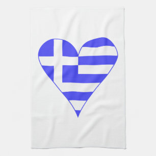 Linge De Cuisine Drapeau grec à coeur funky