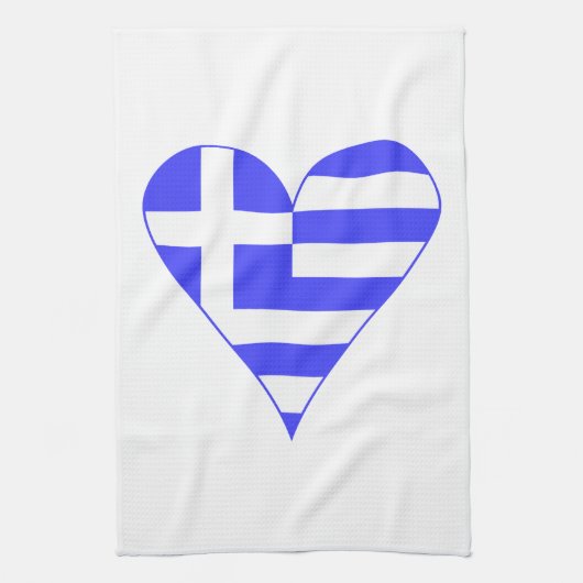 Linge De Cuisine Drapeau grec à coeur funky (Vertical)