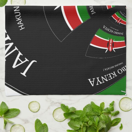 Linge De Cuisine Drapeau kényan inspiré Jambo Welcome Design Art (Plié)