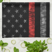 Linge De Cuisine Drapeau minuscule de pompier Red Line (Plié)