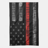 Linge De Cuisine Drapeau minuscule de pompier Red Line (Vertical)
