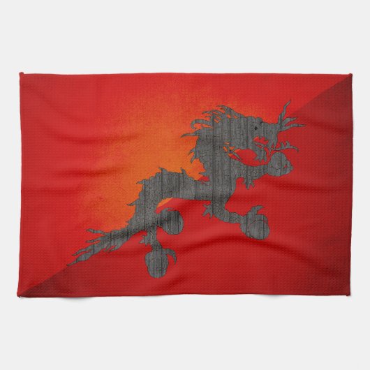 Linge De Cuisine Drapeau monochrome du Bhutan (Horizontal)