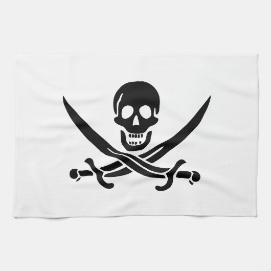 Linge De Cuisine Drapeau pirate crâne épées croisées (Horizontal)