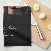 Linge De Cuisine Drapeau Russe Américain Peoria, Illinois Skyline (Quart Plié)