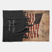 Linge De Cuisine Drapeau rustique américain New York Skyline (Horizontal)