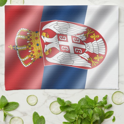 Linge De Cuisine Drapeau serbe (Plié)