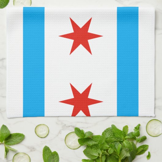Linge De Cuisine Drapeau traditionnel de Chicago (Plié)