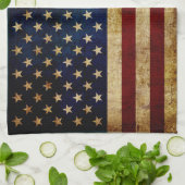 Linge De Cuisine Drapeau USA / Grunged (Plié)
