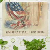 Linge De Cuisine Drapeaux américains bénis de Vierge Marie (Plié)