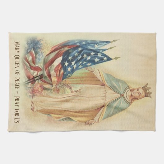 Linge De Cuisine Drapeaux américains bénis de Vierge Marie (Horizontal)