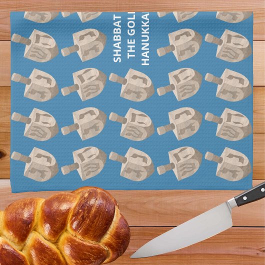 Linge De Cuisine Dreidel Chêne Rustique Hanoukka Couverture Challah