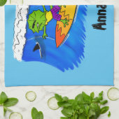 Linge De Cuisine Drôle caricature de surf de lézard au cou (Plié)